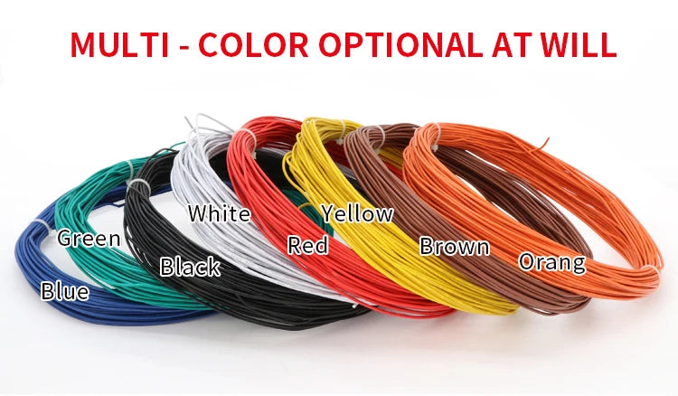 2~50m Copper Wire LED Cable 26 24 22 20 18 16 14 AWG Solid Line PVC Insulation Tinned Plating Single Core 1007 Electric Line