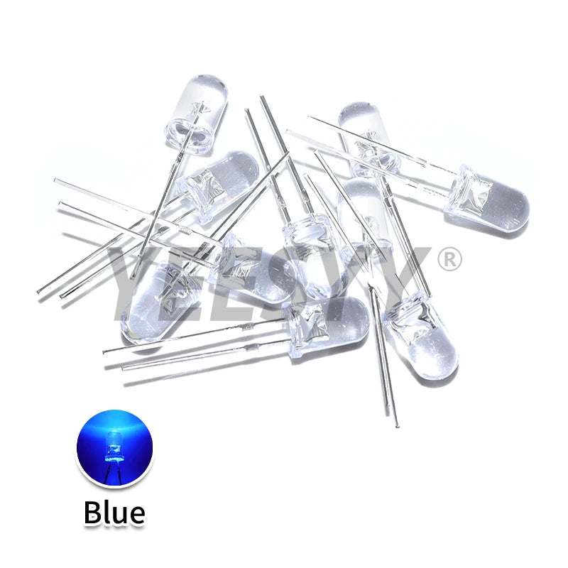 100pcs 5mm LED Diode 5 mm Assorted Kit White Green Red Blue Yellow Orange Pink Purple Warm white DIY Light Emitting Diode