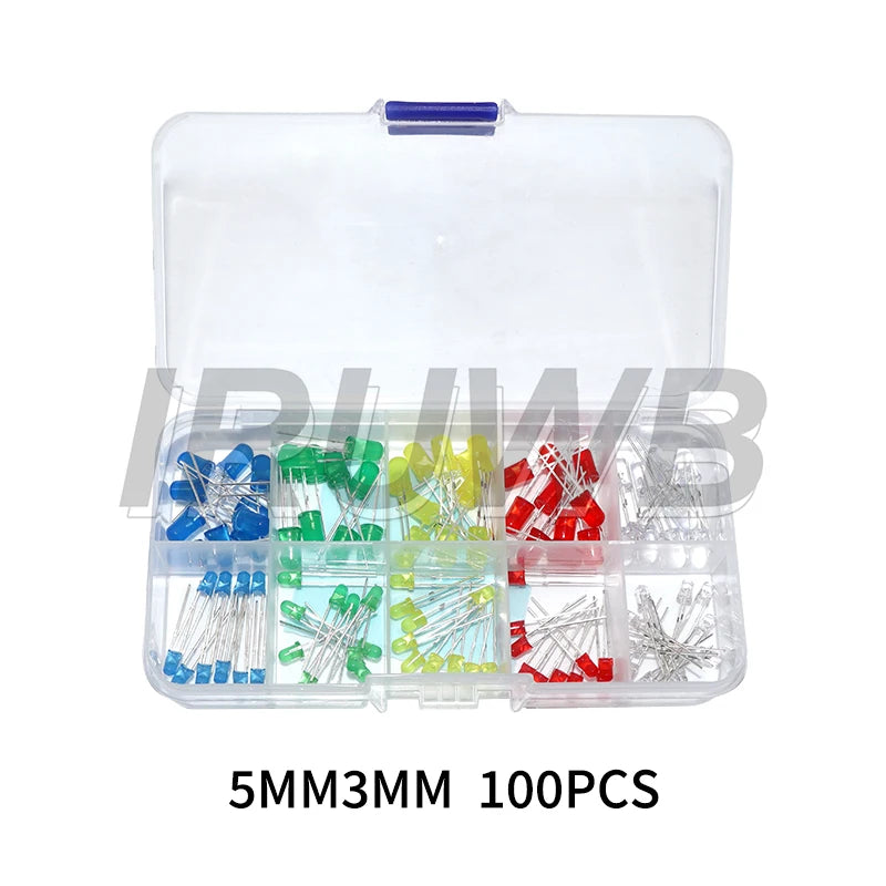 F3 F5 LED Diode Various Kits White Green Red Blue Yellow 3MM 5MM Light Emitting Diode Electronic Kit Box